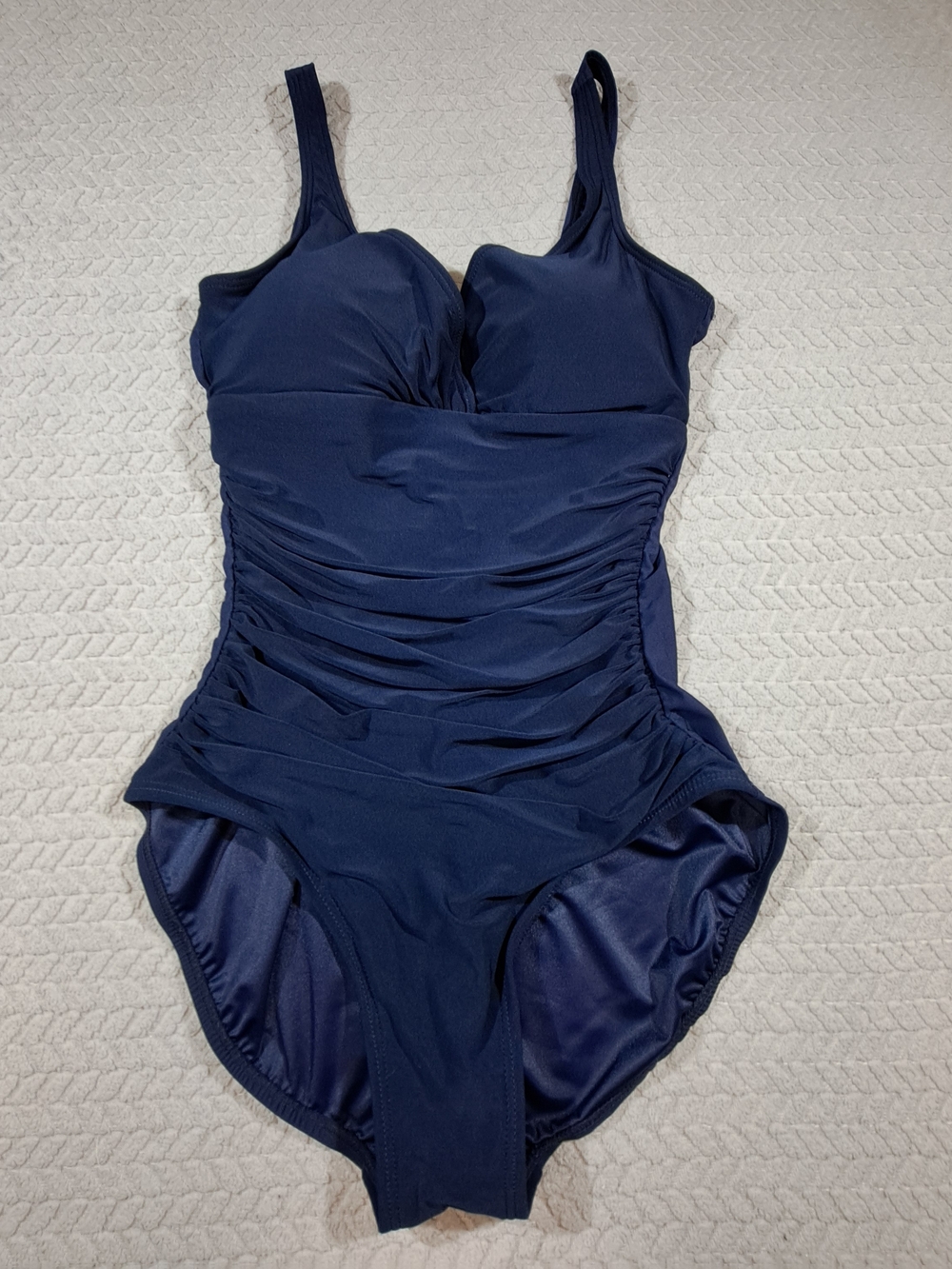 St. John's Bay Navy Ruched Women's One-Piece Swimsuit